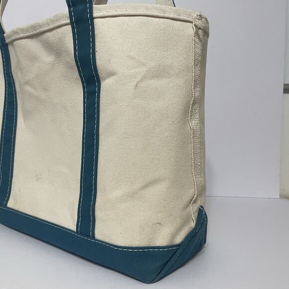 LL Bean Boat and Tote Canvas Bag Meduim USA Teal Blue Embroidered MiMi -See Pics - Picture 7 of 16